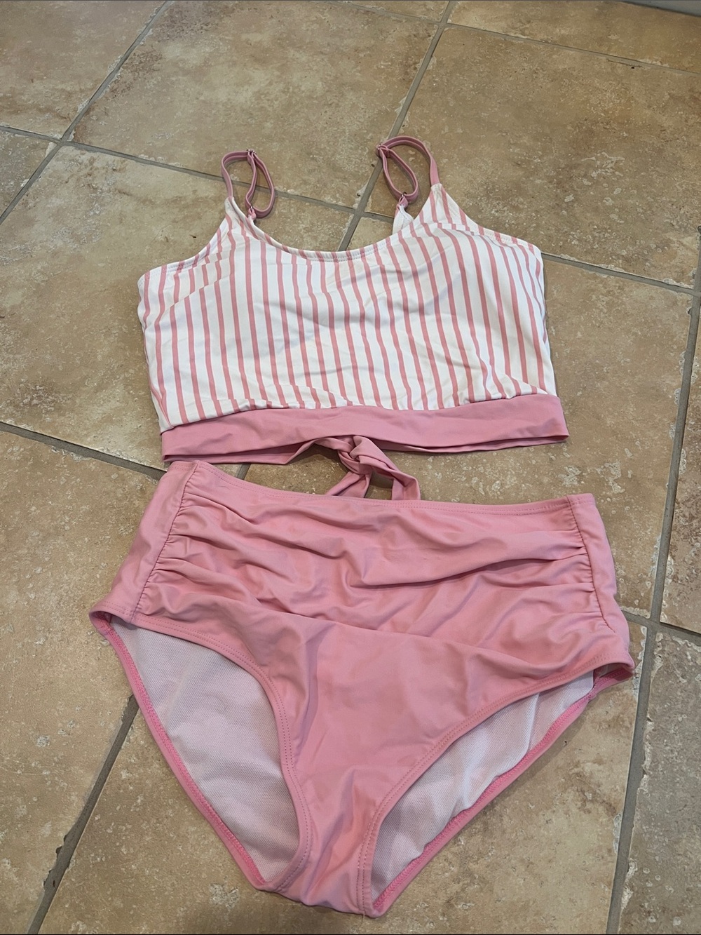 Women's Pink Striped Two-Piece Bikini Set